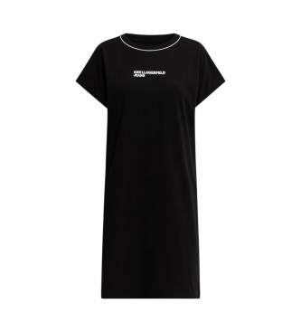 Karl Lagerfeld para mujer. A3W13044 Vestido Drapey negro (XS), Casual, Manga corta, Algodón Orgánico
