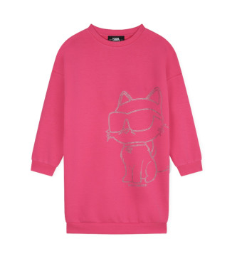 Karl Lagerfeld unisex para niños. Z30182 Vestido en punto rosa (16Años= 174cm), Casual, Poliéster, Manga larga, moda infantil, Karl Lagerfel