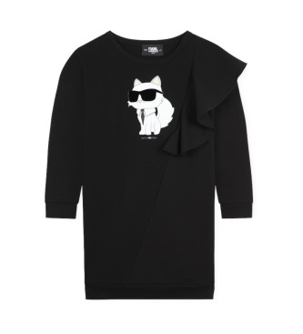 Karl Lagerfeld unisex para niños. Z30181 Vestido Milano negro (10Años= 138cm), Casual, Algodón, Manga larga, moda infantil, Karl Lagerfeld o