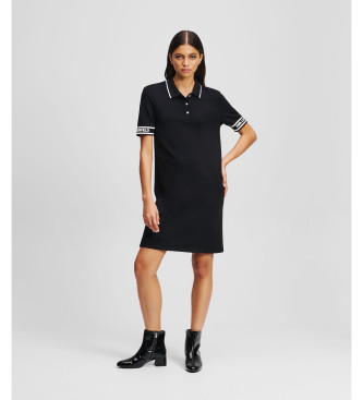 Karl Lagerfeld para mujer. A3W13003 Vestido Polo negro (XS), Casual, Modal, Manga corta