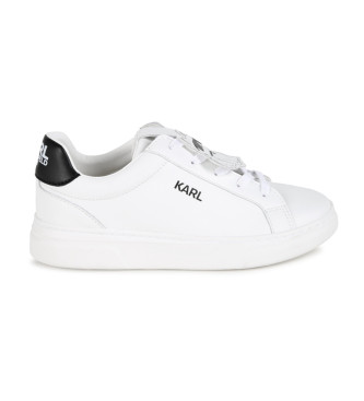Karl Lagerfeld unisex para niños. Z30313 Zapatillas de piel blanco (35), Plano, Cordones, Casual, moda infantil, Karl Lagerfeld outlet 2024.
