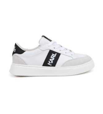 Karl Lagerfeld unisex para niños. Z30314 Zapatillas de piel blanco (35), Plano, Cordones, Casual, moda infantil, Karl Lagerfeld outlet 2024.