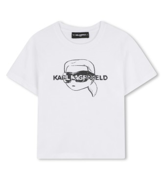 Karl Lagerfeld para niña. Z30943 Camiseta Face blanco (6años= 114/119cm), Casual, Algodón, Manga corta, moda infantil