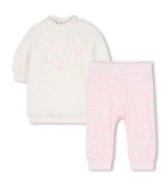 Karl Lagerfeld unisex para niños. Z30971 Conjunto Vestido+Legging crudo, rosa (18Meses= 74/81cm), Blanco, Casual, Poliamida, Manga larga, mo