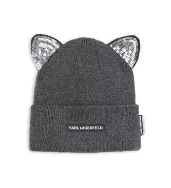 Karl Lagerfeld para niña. Z31007 Gorro Cat gris (T4= 13/16 Años), Casual, Poliéster, moda infantil