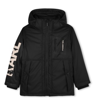 Karl Lagerfeld unisex para niños. Z30632 Parka Elegant negro (10Años= 138cm), Casual, Poliéster, moda infantil