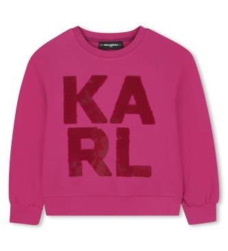 Karl Lagerfeld para niña. Z30613 Sudadera Letter rosa (10Años= 138cm), Casual, Sintético, Manga larga, moda infantil