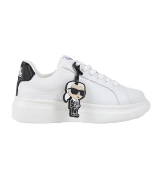 Karl Lagerfeld unisex para niños. Z30356 Zapatillas de piel (38), Blanco, Plano, Cordones, Casual, moda infantil, Karl Lagerfeld outlet 2024