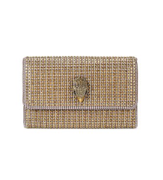 Kurt Geiger för kvinnor. 648340609 Kensington Clutch Handväska brun, guld (OSFA), Casual, Tyg