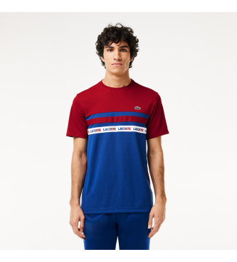 Lacoste - pour homme. t-shirt ultra dry stripe & logo bleu, rouge