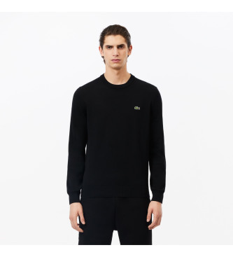 Lacoste para hombre. AH1985_031 Jersey de algodón de cuello redondo negro (S), Casual, Manga larga, Lacoste outlet 2024.