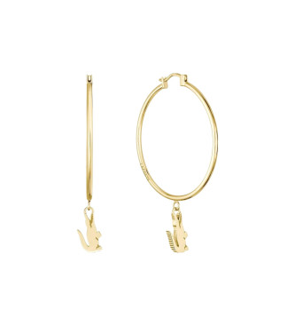 Lacoste para mujer. 2040376 Pendientes de aro con colgante dorado (OSFA), Casual, Acero Inoxidable