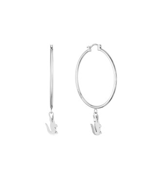 Lacoste para mujer. 2040375 Pendientes de aro con colgante plateado (OSFA), Plata, Casual, Acero Inoxidable