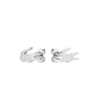 Lacoste para mujer. 2040050 Pendientes de botón plateado (OSFA), Plata, Casual, Acero Inoxidable