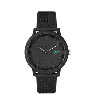 Lacoste para hombre. 2011171 Reloj 12.12 con correa de silicona negro (OSFA), Casual, Brazalete