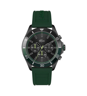 Reloj Tiebreaker con cronógrafo y correa de silicona verde (OSFA), Negro, Casual, Brazalete, Acero Inoxidable