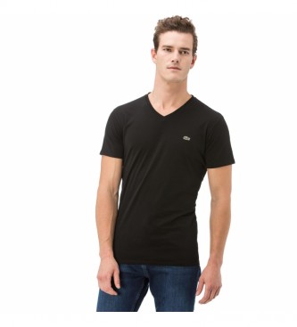 Lacoste para hombre. TH2036_031 Camiseta con Cuello de Pico negro (S), Casual, Algodón, Manga corta, Lacoste outlet 2024.