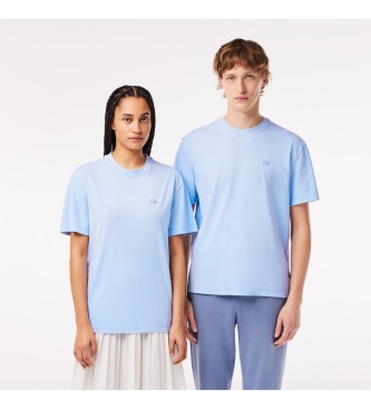 Lacoste - . t-shirt en maille teint?e en bleu