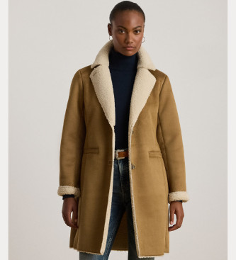 Lauren Ralph Laurenvoor vrouwen. 297P04121002 Synthetische schapenvacht en bruine suède vacht (M), Casual, Polyester
