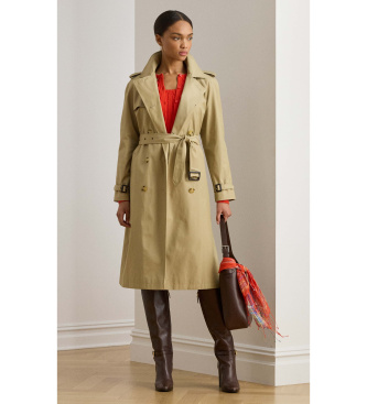 Lauren Ralph Laurenvoor vrouwen. 297951259003 Trenchcoat met dubbele knopenrij beige (XL), Casual, Katoen
