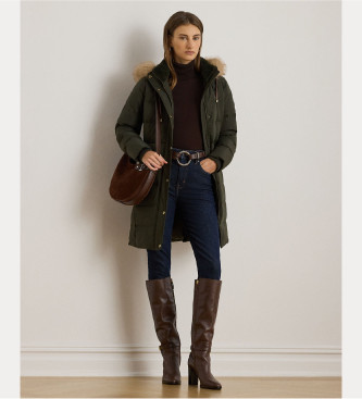 Lauren Ralph Lauren para mujer. 297957509006 Abrigo Faux Trim verde (M), Casual, Poliéster