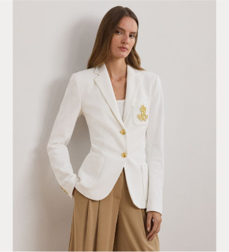 Lauren Ralph Lauren para mujer. 200797305001 Blazer de Jacquard con metales blanco (S), Casual, Algodón