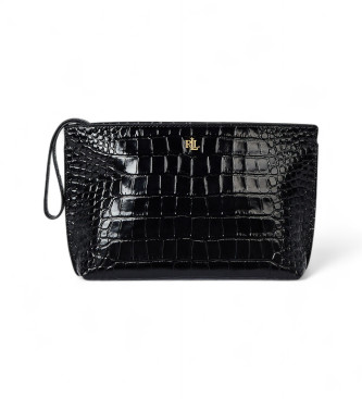 Lauren Ralph Lauren para mujer. 432969466003 Bolso grande de piel con revestimiento de cocodrilo negro (OSFA), Casual