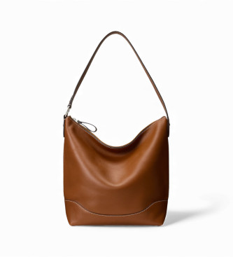 Lauren Ralph Lauren para mujer. 431P03419001 Bolso saco Tasha grande marrón (OSFA), Casual, Piel