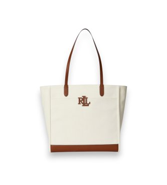 Lauren Ralph Laurenvoor vrouwen. 431982234003 Grote beige canvas Cameryn tote tas (OSFA), Casual, Katoen