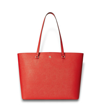 Lauren Ralph Lauren para mujer. 431911655033 Bolso tote grande cruzado Karly rojo (OSFA), Casual, Piel
