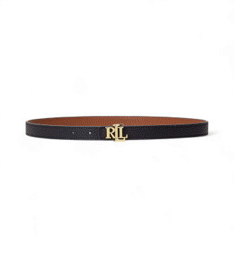 Lauren Ralph Lauren Para Mujer. 412912038001 CinturóN De Piel Reversible Con Logo Negro, MarróN (Xs), Casual-image