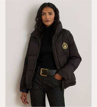 Lauren Ralph Lauren para mujer. 297P04125001 Abrigo acanalado con plumón y parche negro (L), Casual, Poliéster