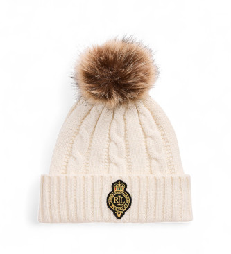 Lauren Ralph Lauren para mujer. 454P04455001 Gorro Crest Pom Pom beige (OSFA), Casual, Poliéster Reciclado