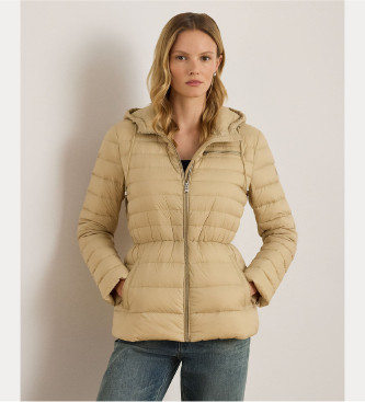 Lauren Ralph Lauren para mujer. 297P04081001 Abrigo de plumón acolchado con capucha beige (XL), Casual, Nylon