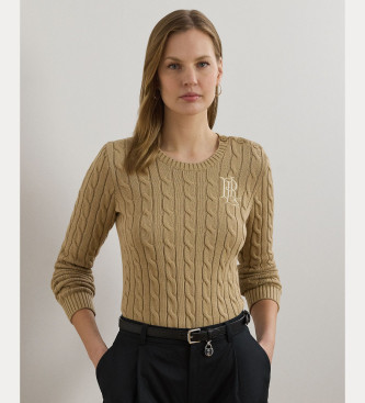 Lauren Ralph Lauren Para Mujer. 200932223005 Jersey De AlgodóN Con Ribete De Botones Beige (L), Casual-image