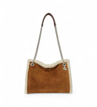 Lauren Ralph Lauren para mujer. 431980182001 Bolso tote Bradley mediano con ribete marrón (OSFA), Casual, Piel