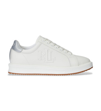 Lauren Ralph Lauren para mujer. 802974379001 Zapatillas de Piel Ainsley con ribete blanco (11US=41), Plano, 1 a 3cm, Cordones, Casual