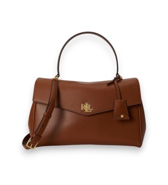 Lauren Ralph Lauren Per Donna. 431P11738001 Borsa Satchel Farrah Media In Nappa Marrone (Osfa), Beige, Casual, Pelle