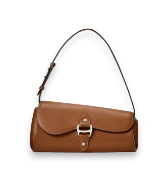 Lauren Ralph Laurenvoor vrouwen. 431977487001 Middelgrote Tasha tas van bruin leer (OSFA), Beige, Casual