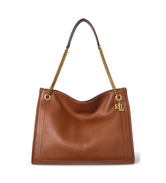 Lauren Ralph Laurenvoor vrouwen. 431969352001 Bruin gegreineerde leren Bradley tote tas (OSFA), Casual, Leer