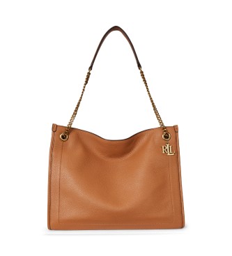 Lauren Ralph Laurenvoor vrouwen. 431969352007 Bruin gegreineerd leren Bradley tote tas (OSFA), Casual, Leer