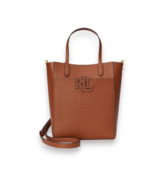 Lauren Ralph Laurenvoor vrouwen. 431966760001 Bruine Cameryn tote tas van gekorreld leer (OSFA), Casual
