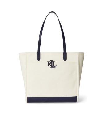 Lauren Ralph Laurenvoor vrouwen. 431982234002 Grote witte canvas Cameryn tote tas (OSFA), Casual, Katoen