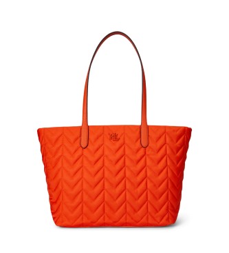 Lauren Ralph Laurenvoor vrouwen. 431P04320002 Oranje gewatteerde extra grote Stevie tote tas (OSFA), Casual, Gerecycled nylon