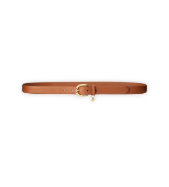 Lauren Ralph Laurenvoor vrouwen. 412802952005 Gegraveerde leren riem met bruine kraal (XS), Casual, Leer