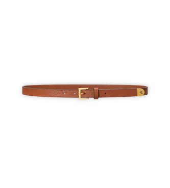 Lauren Ralph Laurenvoor vrouwen. 412912036001 Smalle riem van bruin genarfd leer (XS), Casual