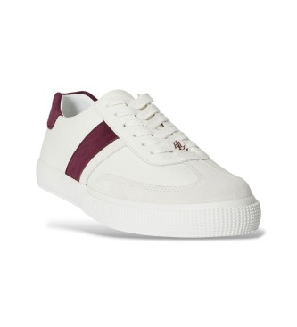 Lauren Ralph Lauren para mujer. 802P04419001 Zapatillas Braylee bicolor de piel y ante blanco, burdeos 2