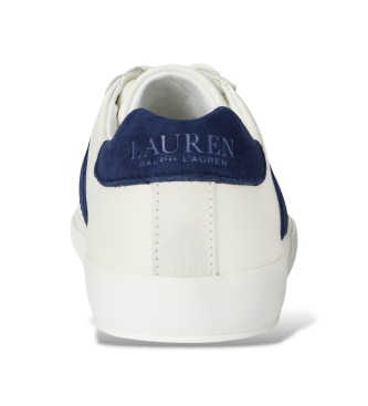 Lauren Ralph Lauren para mujer. 802P04419003 Zapatillas Braylee bicolor de piel y ante blanco, marino 4