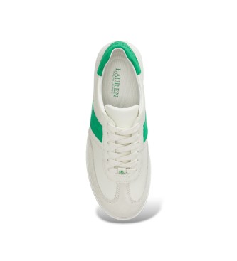 Lauren Ralph Lauren para mujer. 802P04419004 Zapatillas Braylee bicolor de piel y ante blanco, verde 3