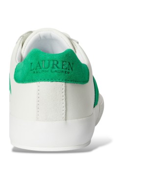 Lauren Ralph Lauren para mujer. 802P04419004 Zapatillas Braylee bicolor de piel y ante blanco, verde 4
